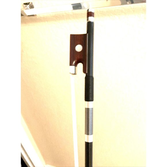 Violin Bow Black Carbon Fiber With Snake wood Frog And Abalone - Picture 11 of 11